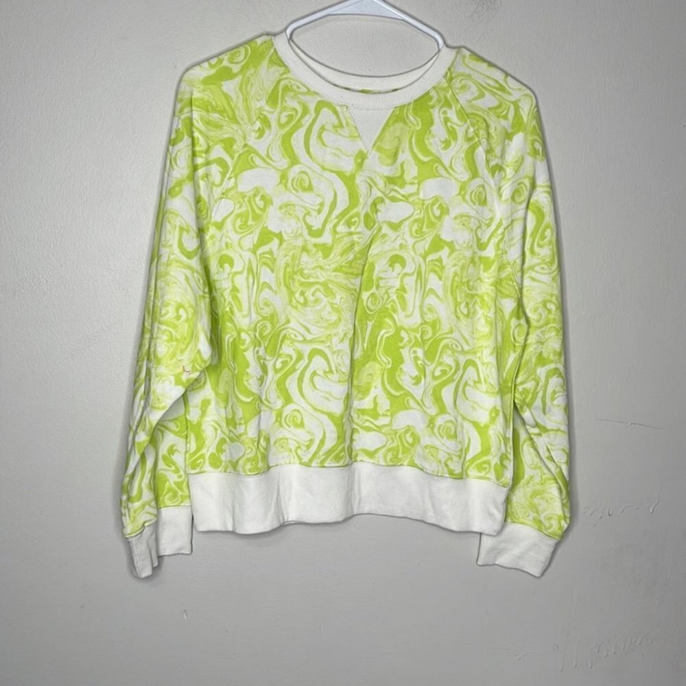 Abound Lime Green White Marble Raglan Sleeve Pullover Sweatshirt Size S NWT